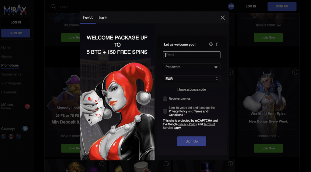 Mirax Casino Play Online